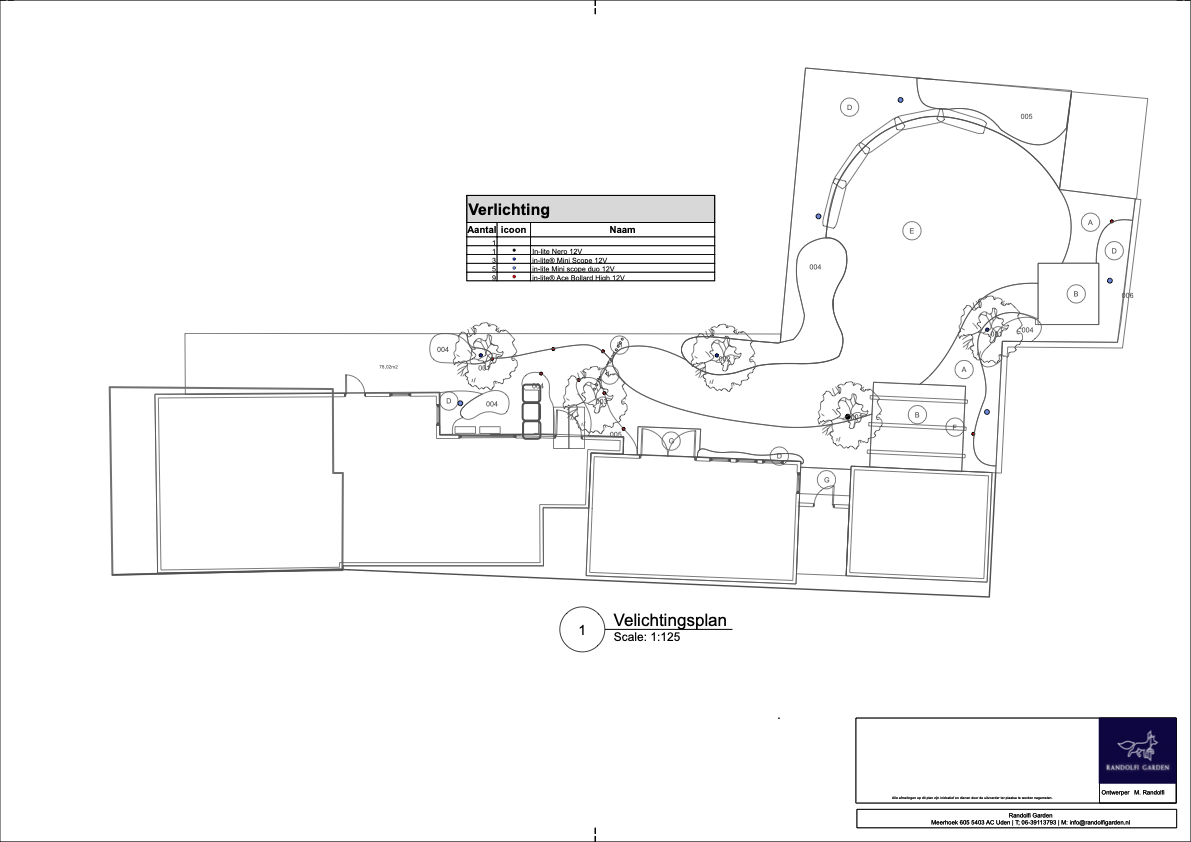 Voorbeeld verlichtingsplan — Randolfi Garden